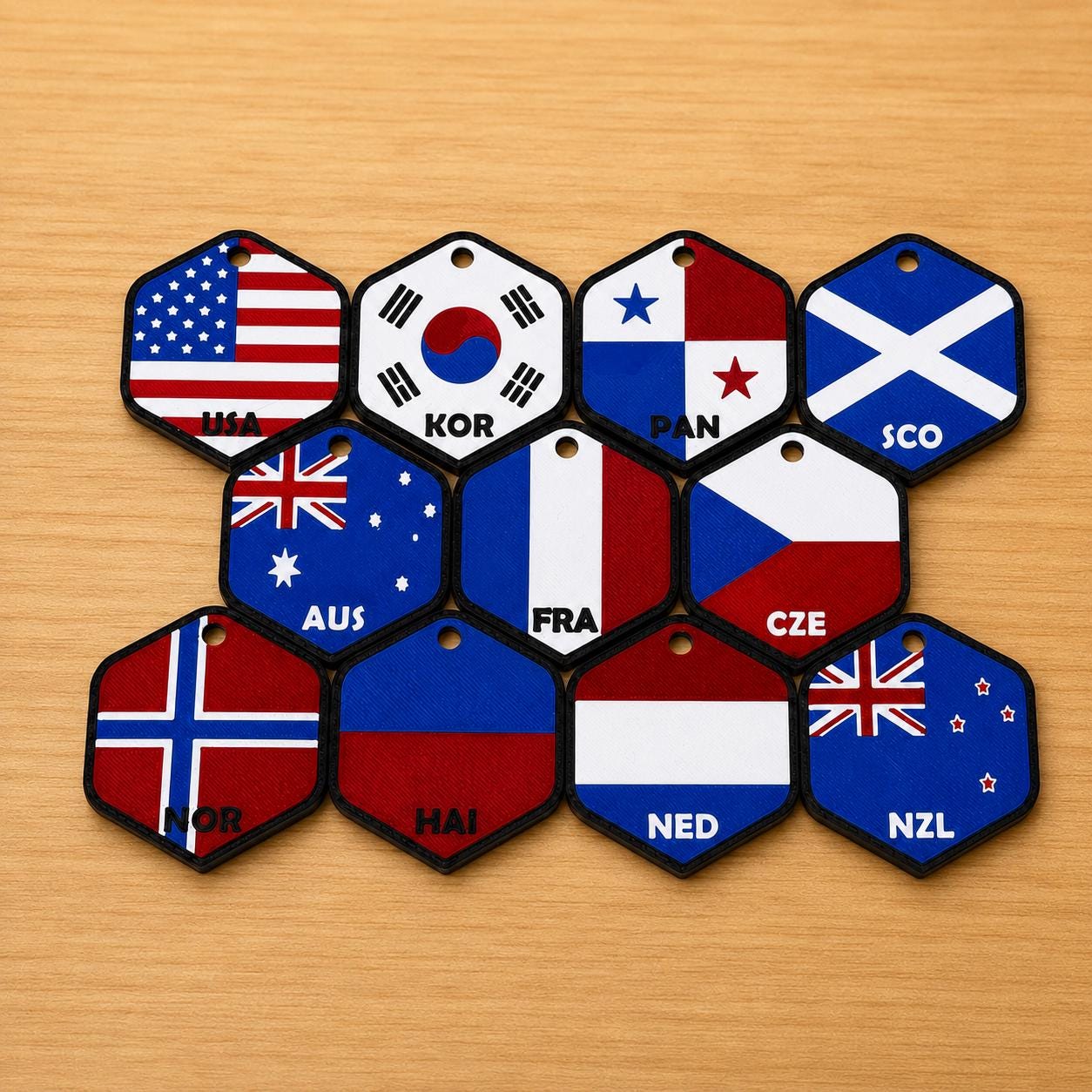 3D Printed Country Flag Keychain, World Cup 2026 Soccer Fan Bag Charm angle 2
