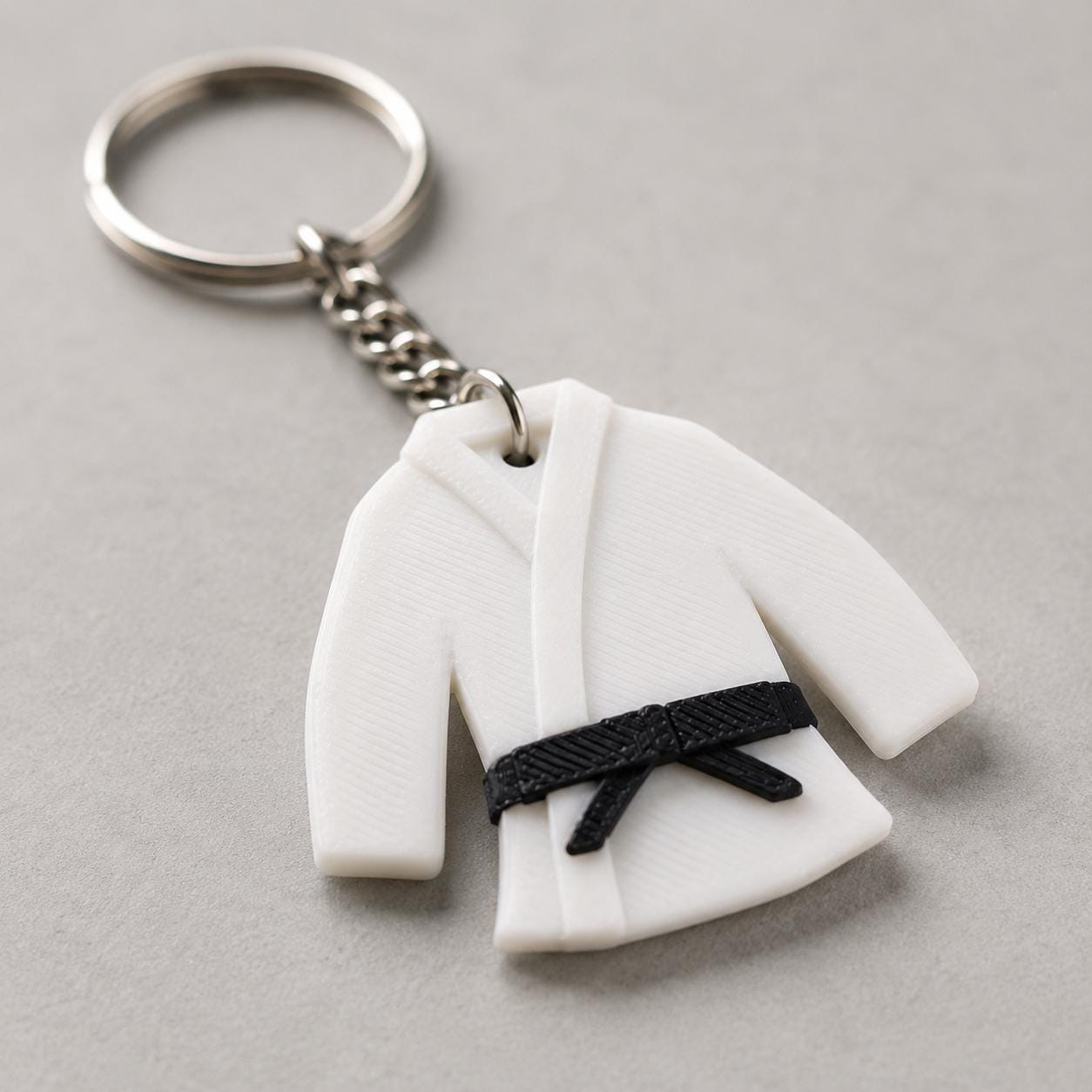 3D Printed Judogi Keychain, Martial Arts Gi Keychain, Judo Karate BJJ Gift, Black Belt Charm angle 4