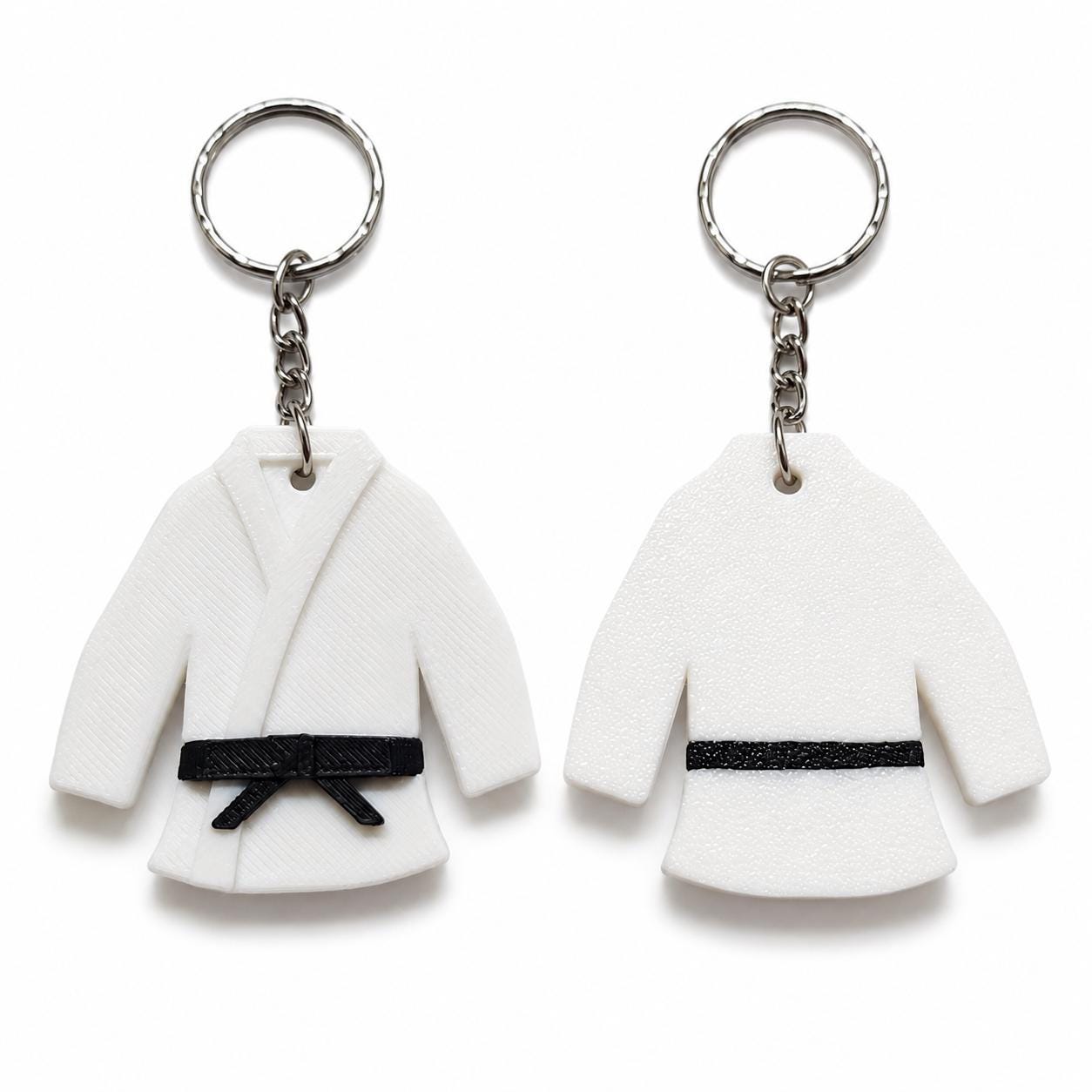3D Printed Judogi Keychain, Martial Arts Gi Bag Charm, Black Belt Gift angle 5