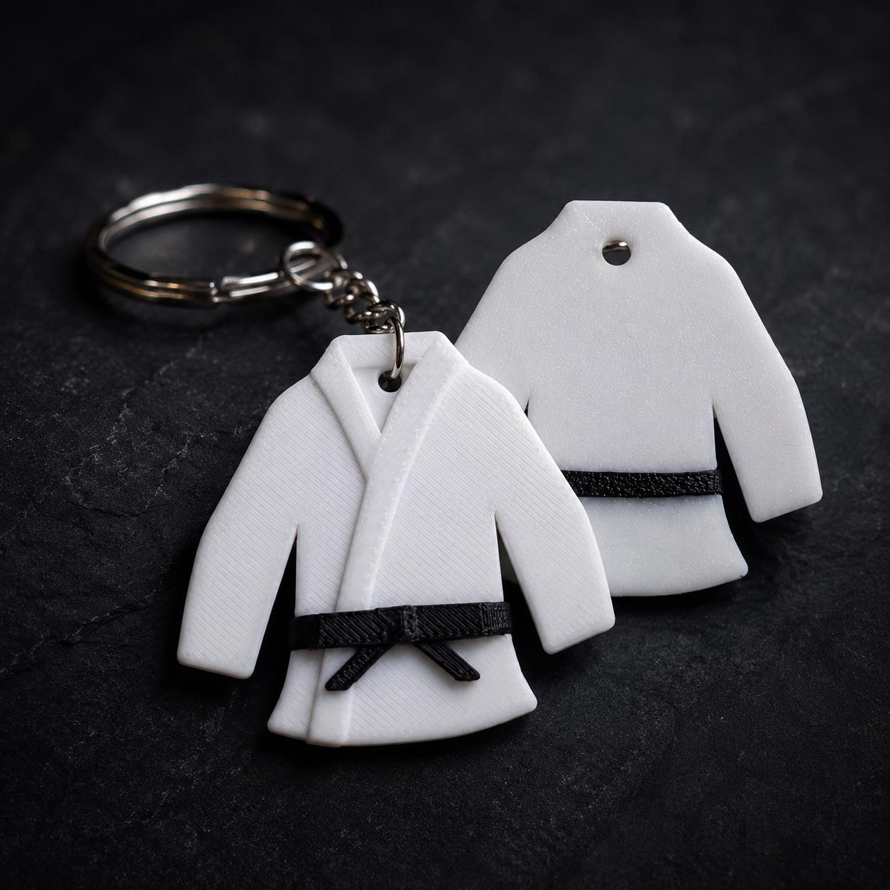 3D Printed Judogi Keychain, Martial Arts Gi Bag Charm, Black Belt Gift angle 6
