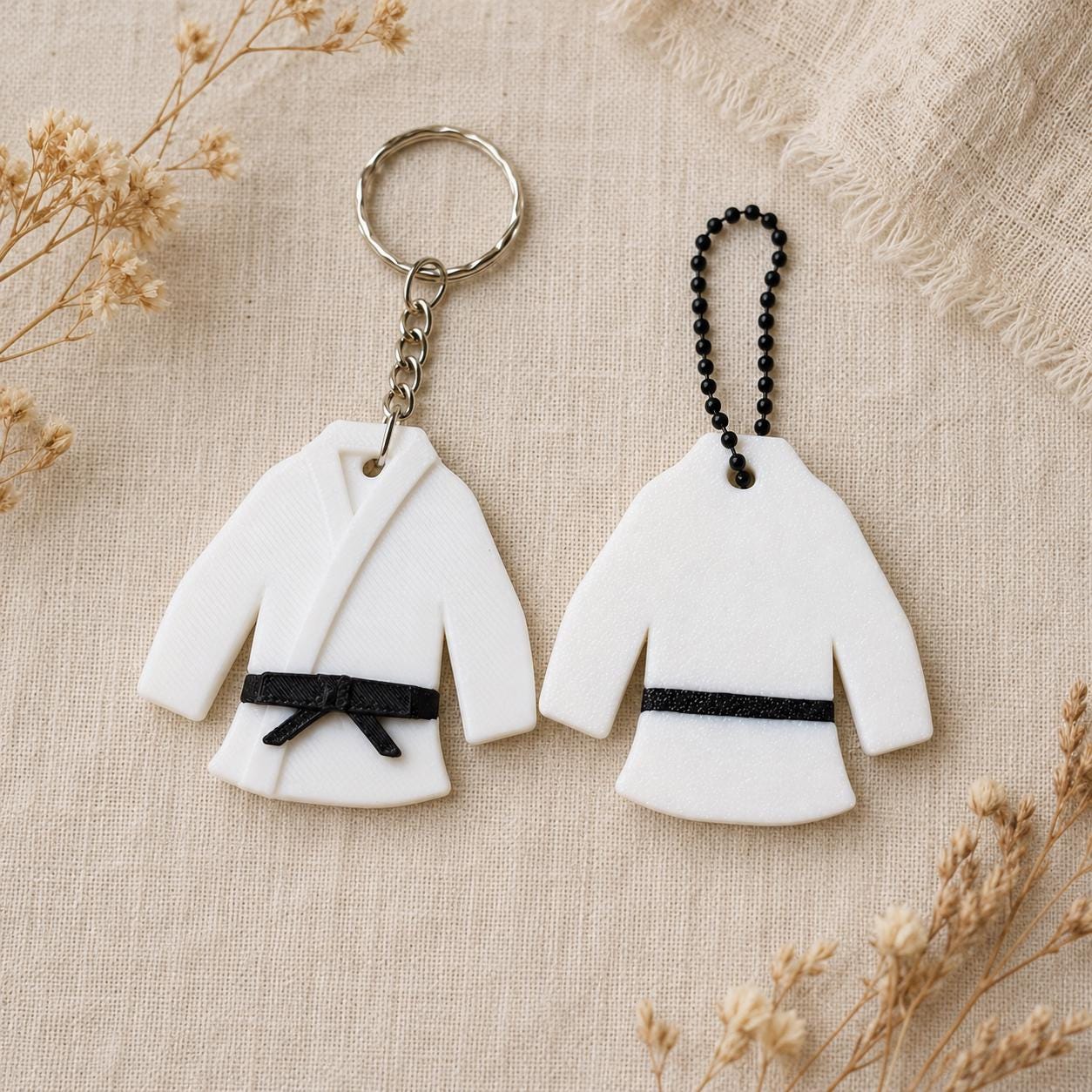 3D Printed Judogi Keychain, Martial Arts Gi Bag Charm, Black Belt Gift