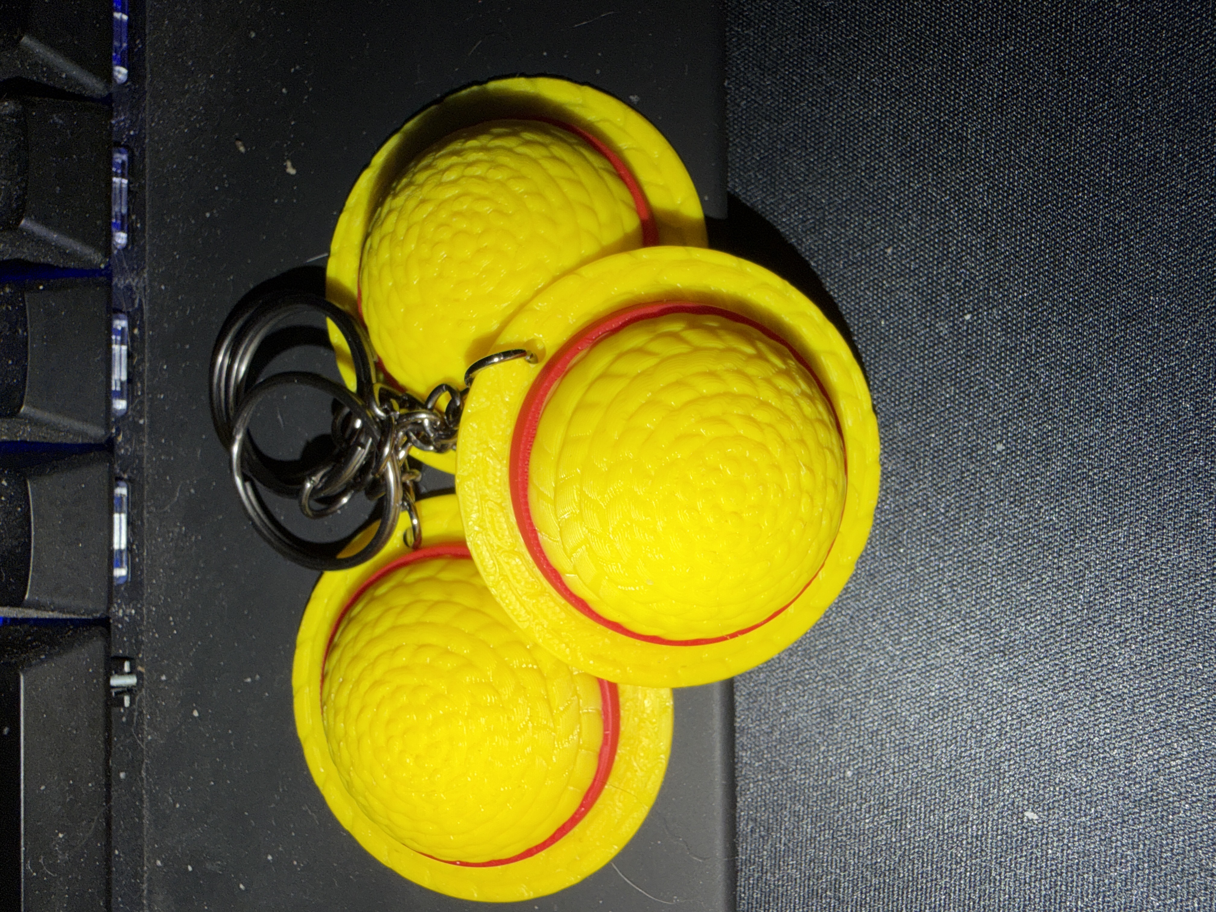 3D Printed Straw Hat Keychain, Yellow Red Band Anime Accessory, Bag Charm angle 6
