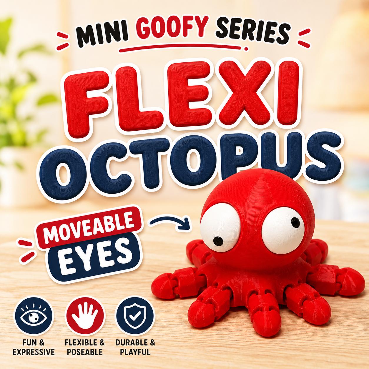 Flexi Goofy Series 3D Printed Animal Toy, Cute Flexible Desk Buddy, Funny Fidget Figure, Random Wheel Spin Option angle 4