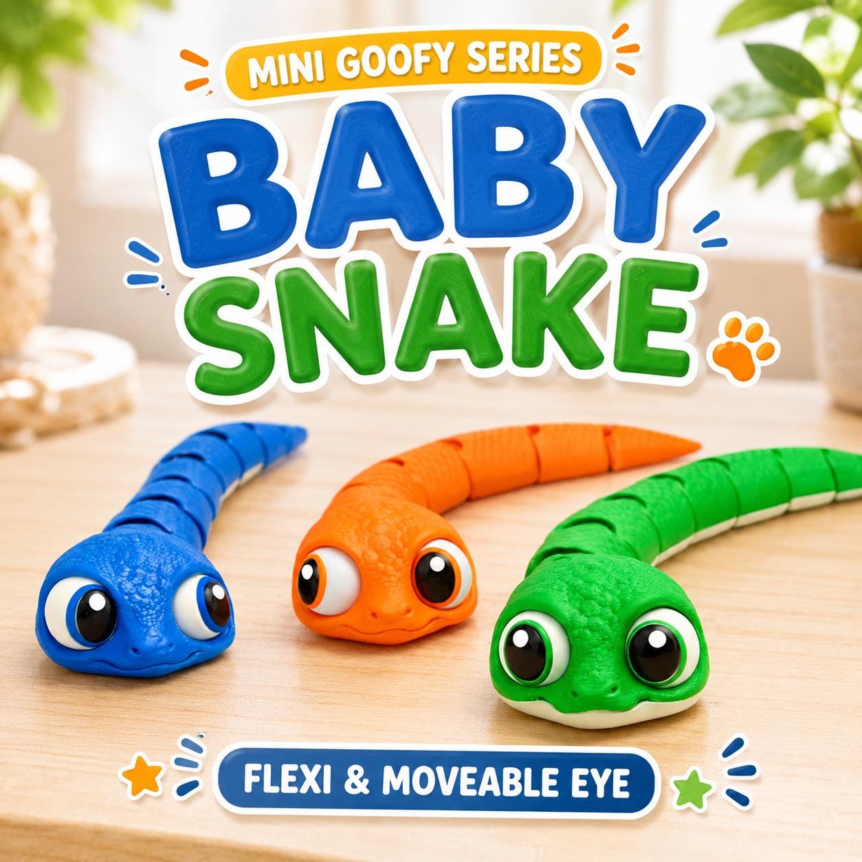 Flexi Goofy Series 3D Printed Animal Toy, Wiggling Desk Buddy, Fidget, Random Spin Option angle 6