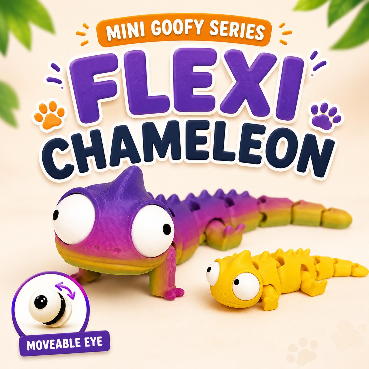 Flexi Goofy Series 3D Printed Animal Toy, Wiggling Desk Buddy, Fidget, Random Spin Option angle 8