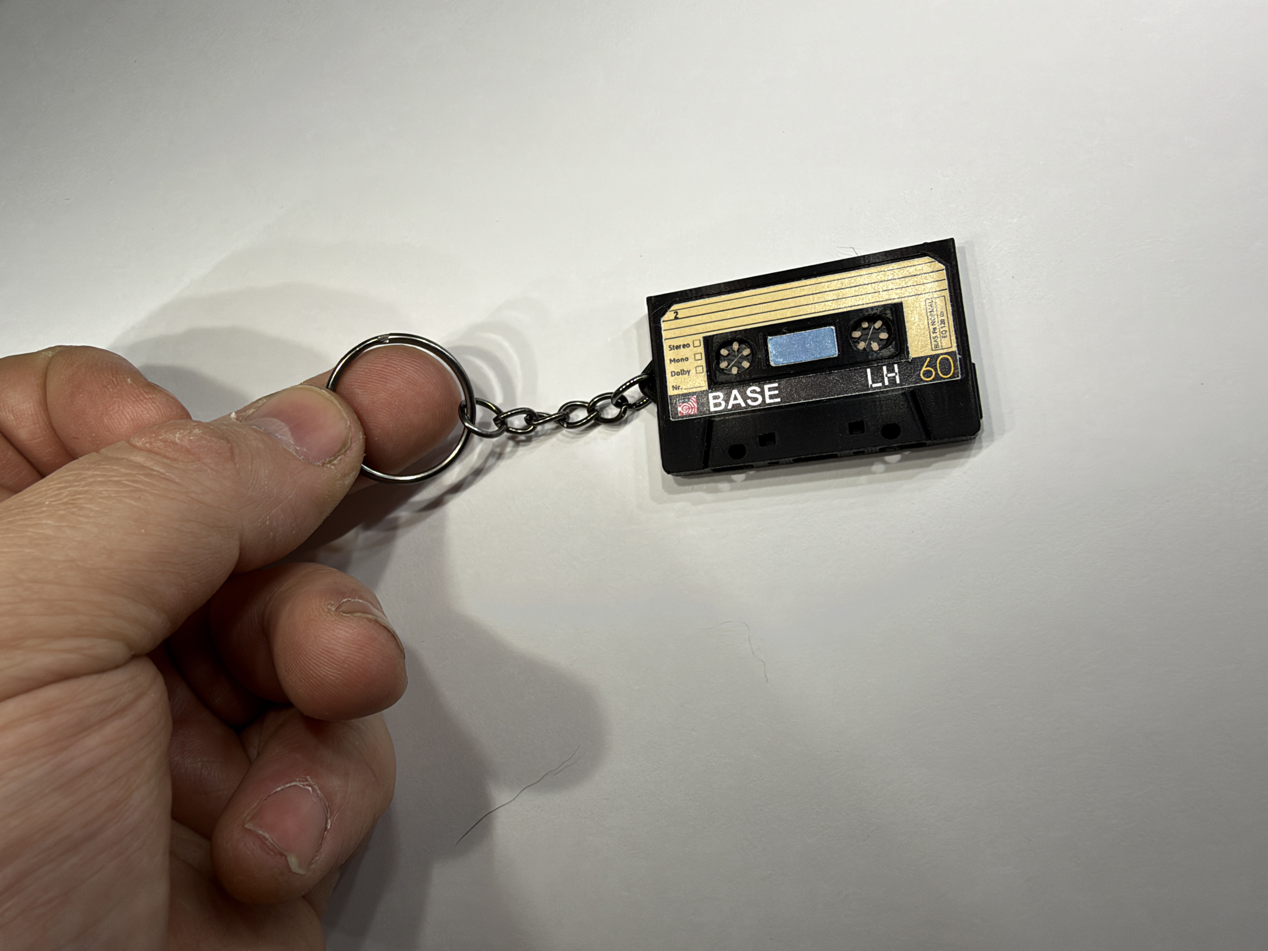 Cassette Tape NFC Keychain angle 3