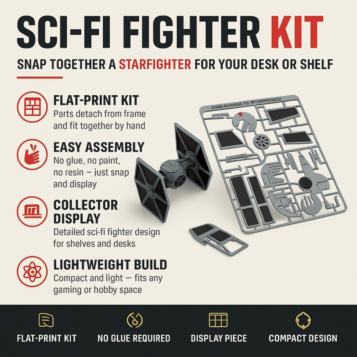 Sci-Fi Imperial Fighter Ship Model · Galactic Starfighter Desk Display hero