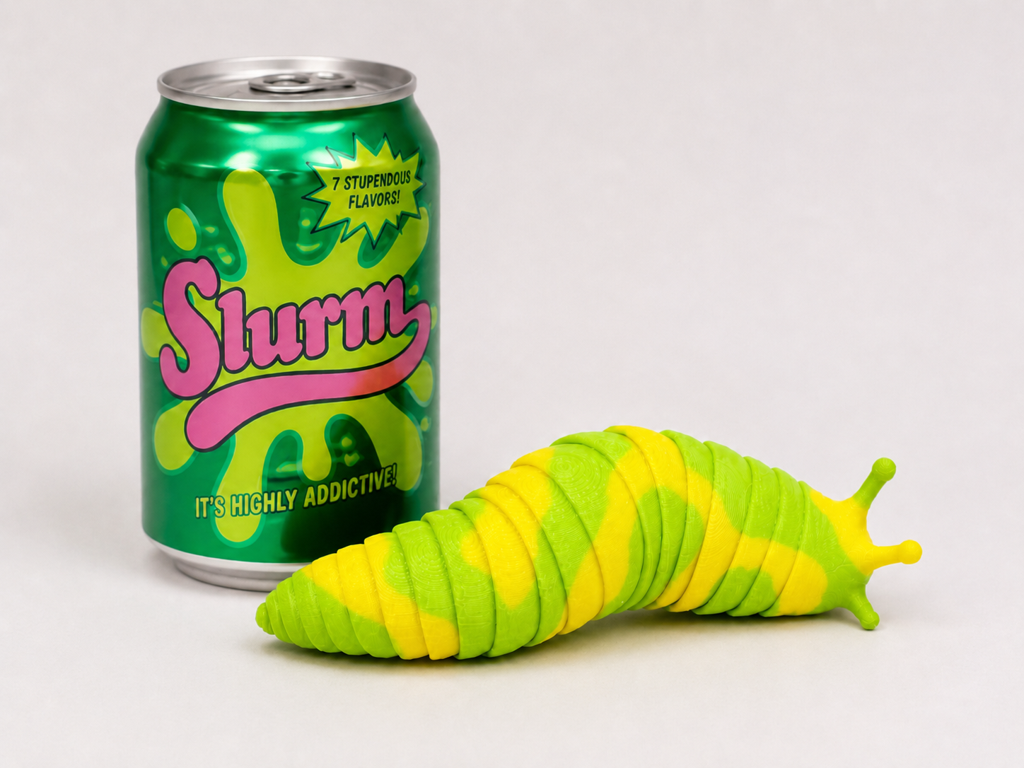 Flex Slug Fidget Toy - Articulated 3D Printed Sensory Slug, Custom Color Print-in-Place Bendy Stress Relief angle 2