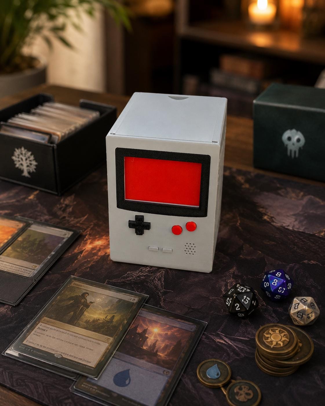 MTG Deck Box | Game Boy Style, 60/100+ Double Sleeved, 3D Printed | EDH Magic the Gathering angle 3