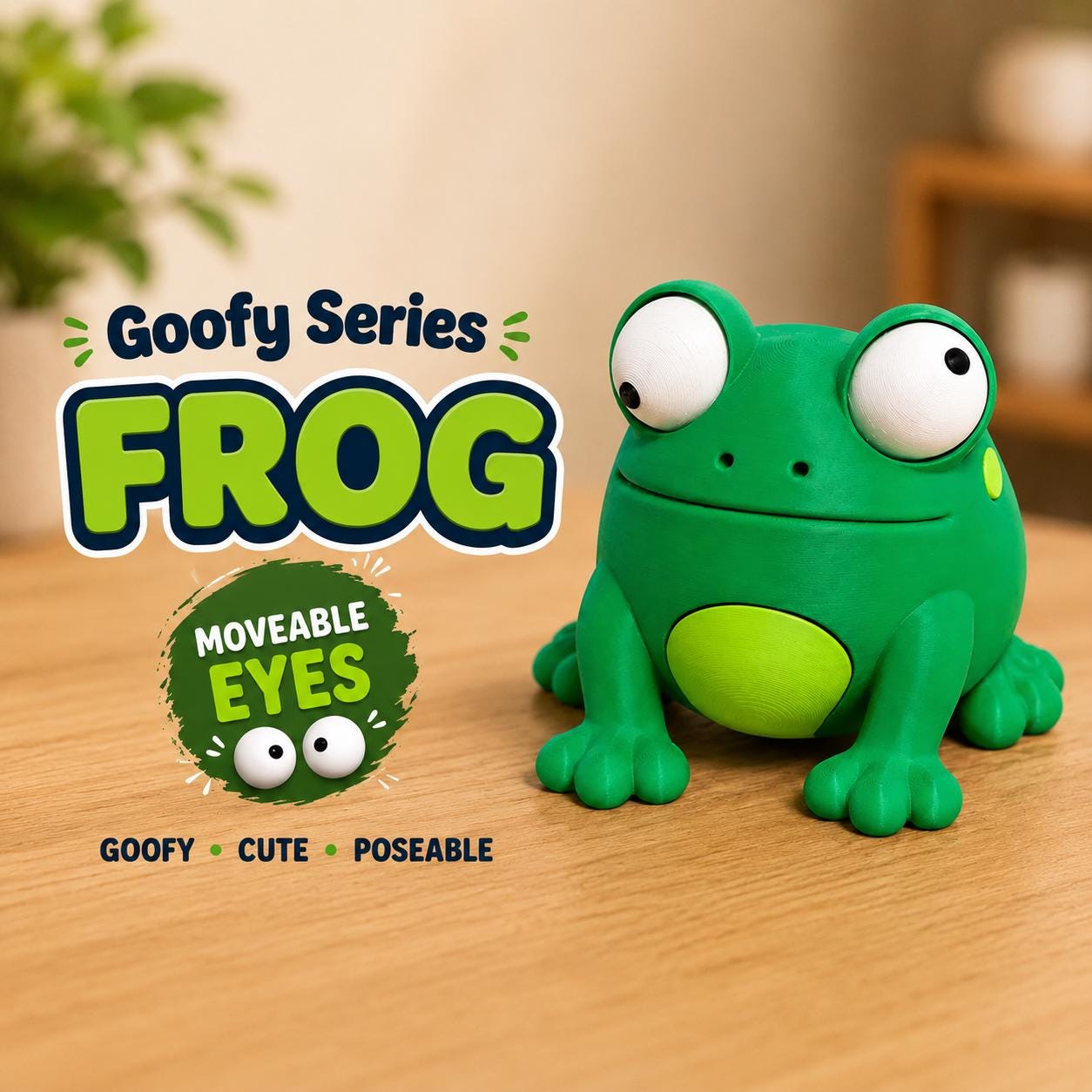 Goofy Series 3D Printed Figure, Movable Eyes Animal Desk Toy, Fidget Collectible (Random Pick) angle 12