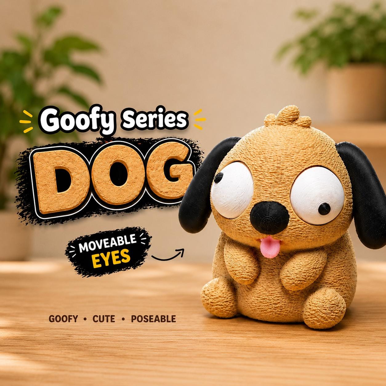 Goofy Series 3D Printed Figure, Movable Eyes Animal Desk Toy, Fidget Collectible (Random Pick) angle 13