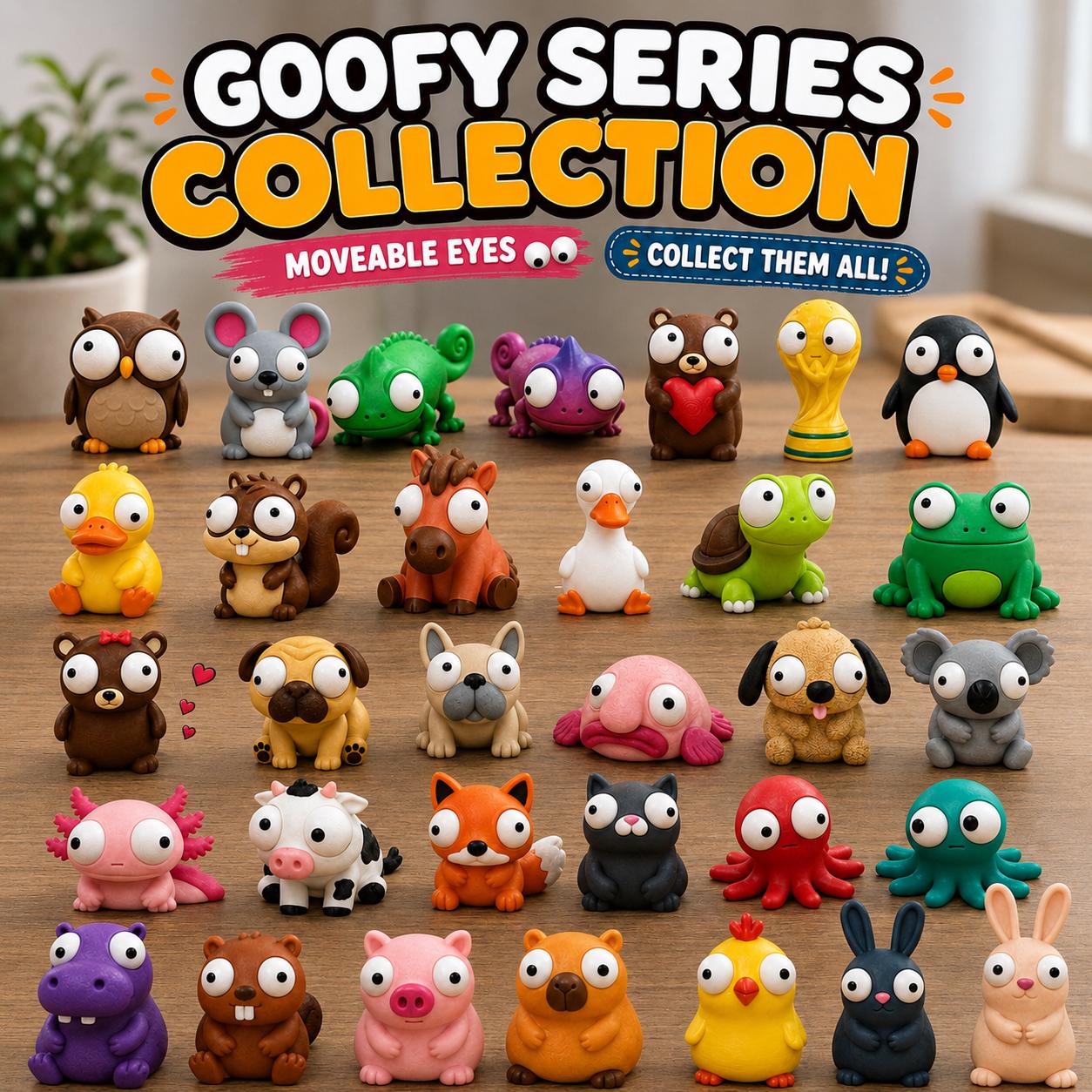 Goofy Series 3D Printed Figure, Movable Eyes Animal Desk Toy, Fidget Collectible (Random Pick) hero