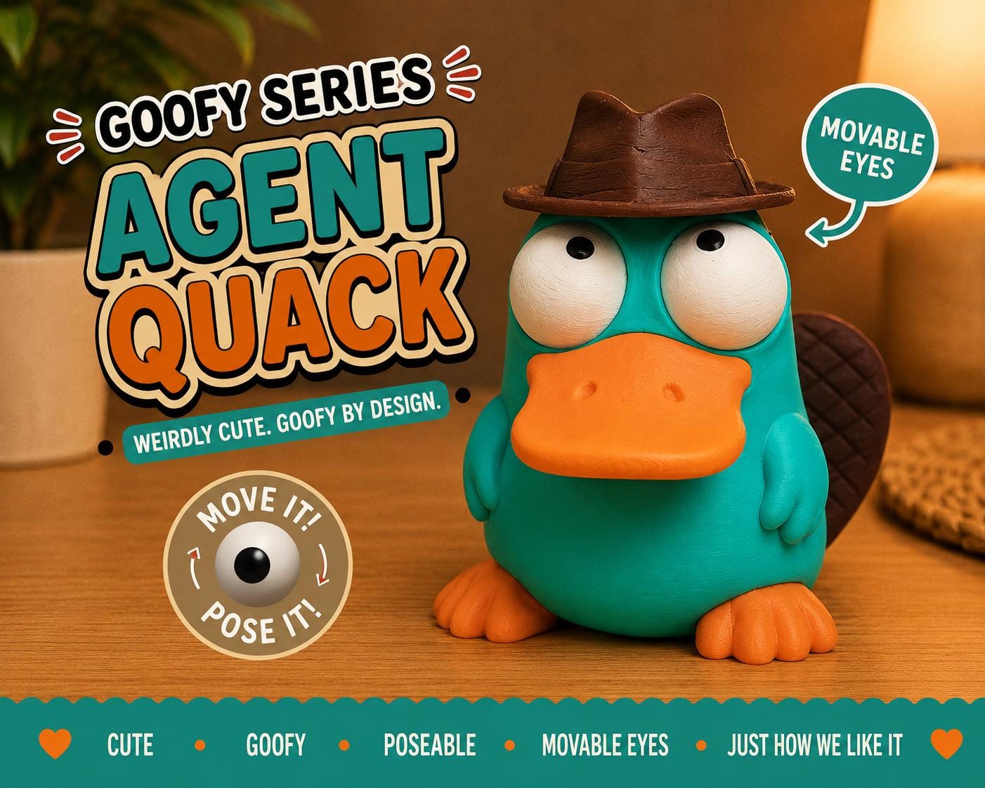 Goofy Series Special Edition 3D Printed Figure, Movable Eyes Desk Toy, Collectible Buddy angle 8