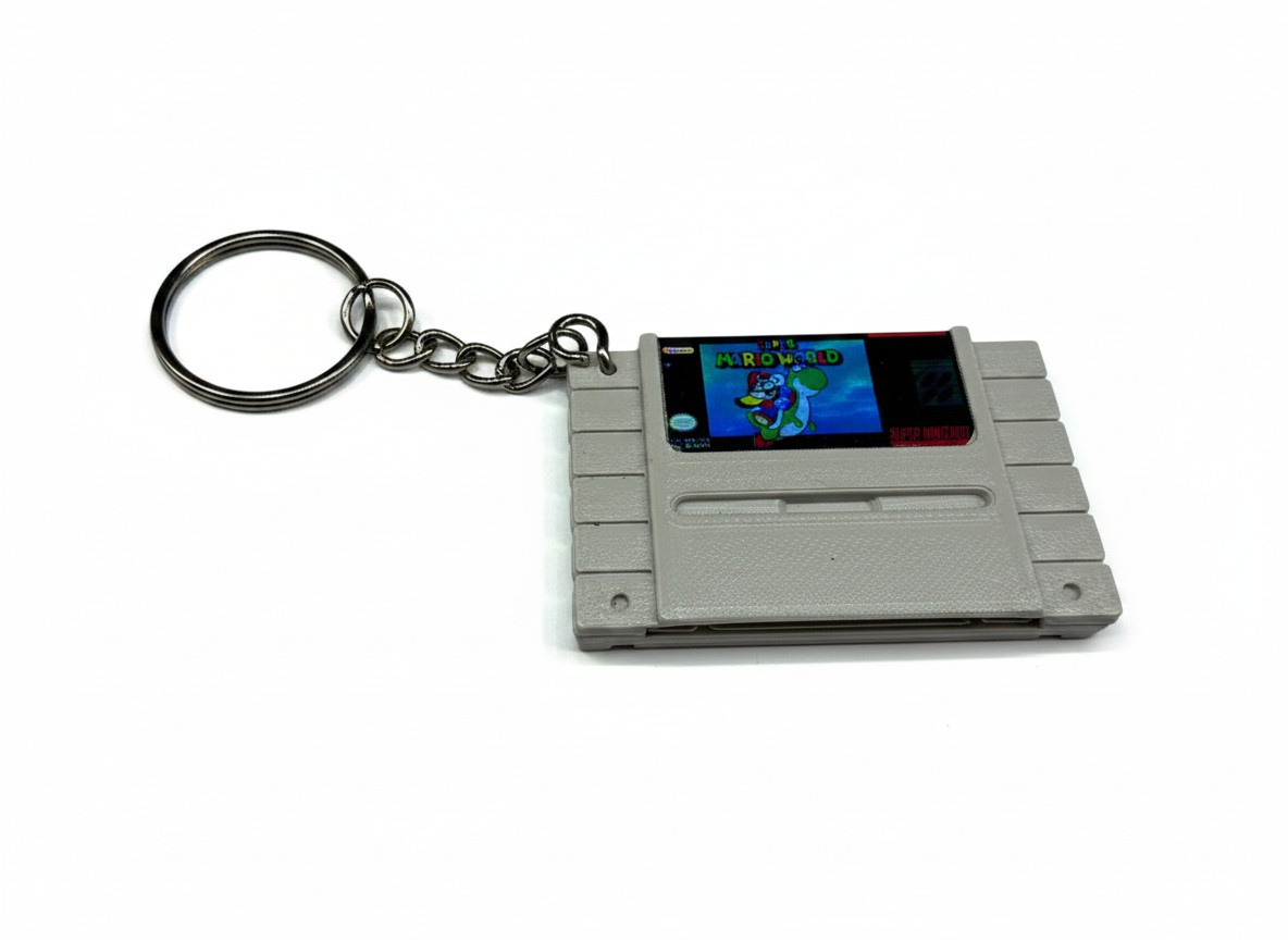 Mini SNES Cartridge NFC Keychain angle 2