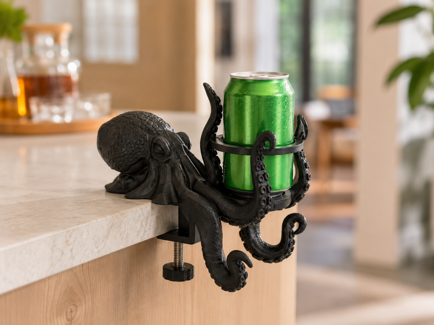 Octopus Desk Can Holder & Headphone Hanger – 3D Printed Clamp-On Desk Organizer angle 3
